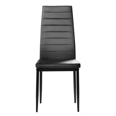 Black Stripping Texture High Back Dining Chairs - Ergonomic Pu Leather Cushioned Chairs For Modern Dining Rooms