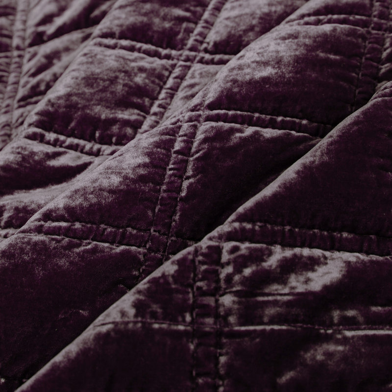 Ensemble de courtepointe Stella, Courtepointe pour très grand lit + 2 taies d'orei, Violet foncé