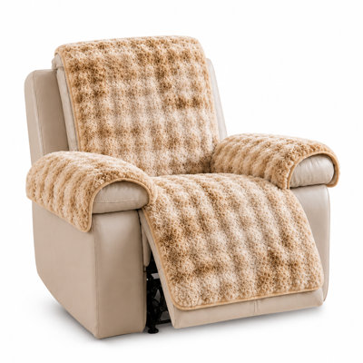 Ensemble de housse de canapé inclinable en fausse fourrure de lapin avec coussins d'accoudoirs séparés, protecteur de meubles lavable antidérapant pour fauteuil, causeuse et canapé 3 places
