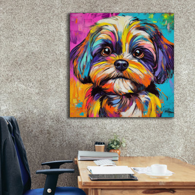  'Woof Shih Tzu' by Rich Monet Canvas Wall Art, 37" x 37"