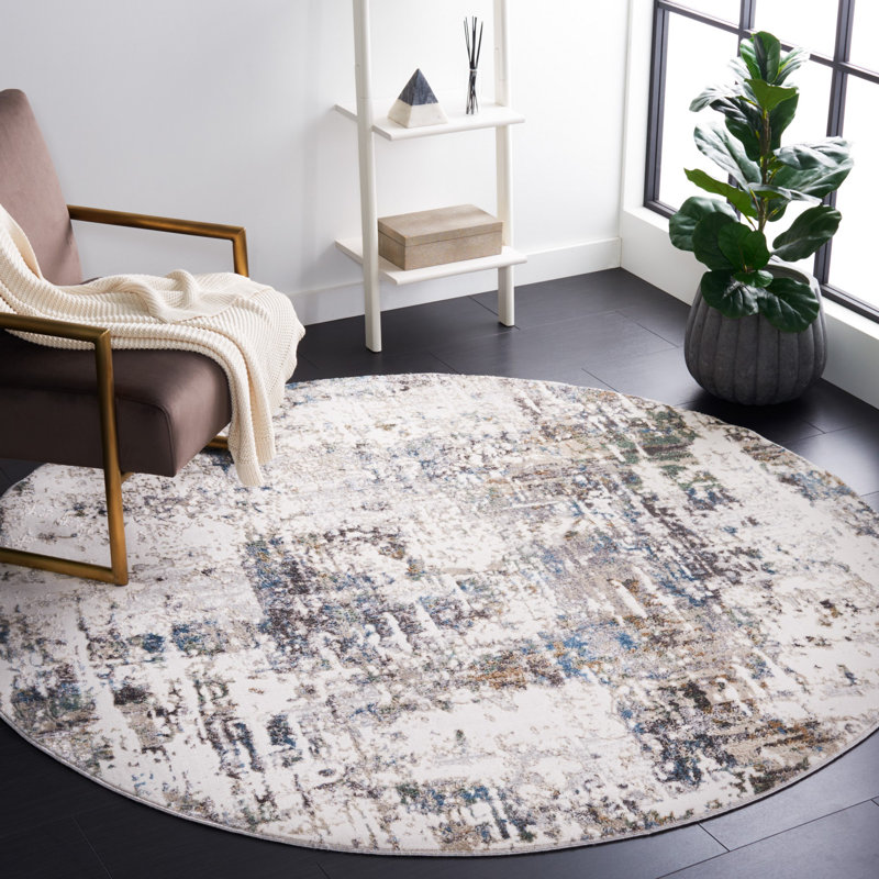 Bel Air Performance Abstract Rug, Round 6'7"
