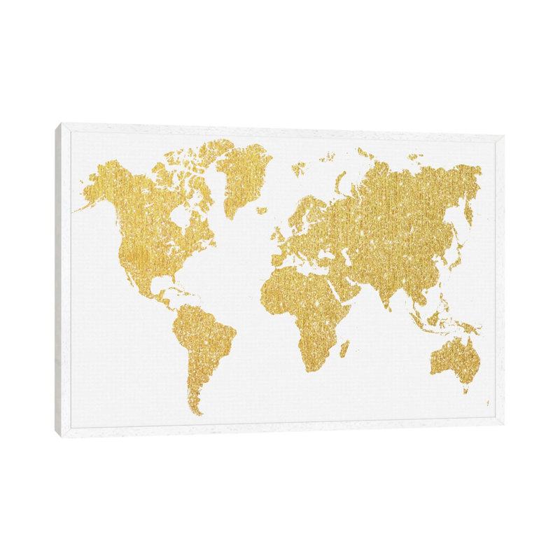 Gold Map by Natasha Wescoat - Gallery-Wrapped Canvas Giclée on Canvas, 66.04 cm H x 45.72 cm W, White Framed