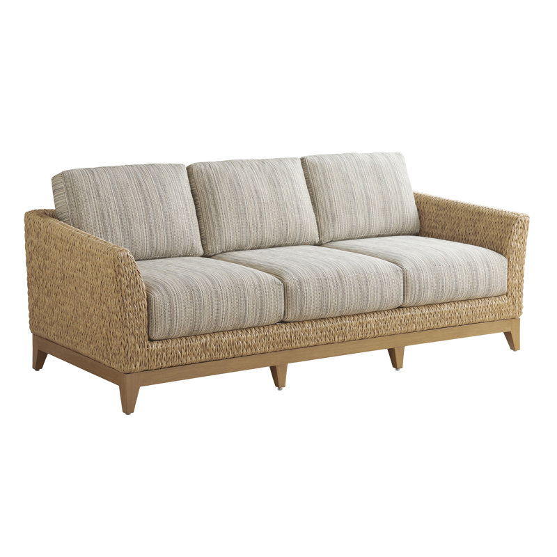 Transitional Flared Wicker Sectional with Hand-Brushed Metal Base