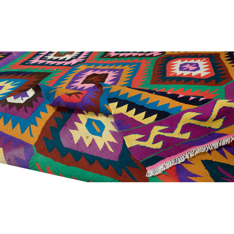 Kilim en laine turc fait à la main de 5,4 x 8,8 pi, tapis à tissage plat unique en son genre, revêtement de sol