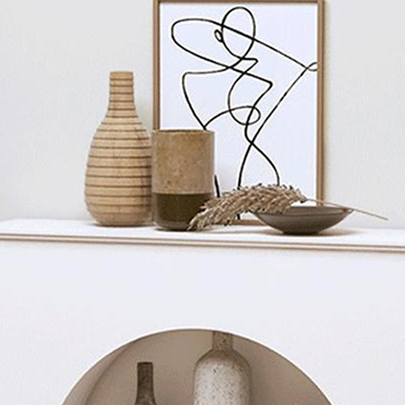 Foyer autoportant en bois manufacturé beige, H 39,37 po x l 39,37 po x P 7,87 po