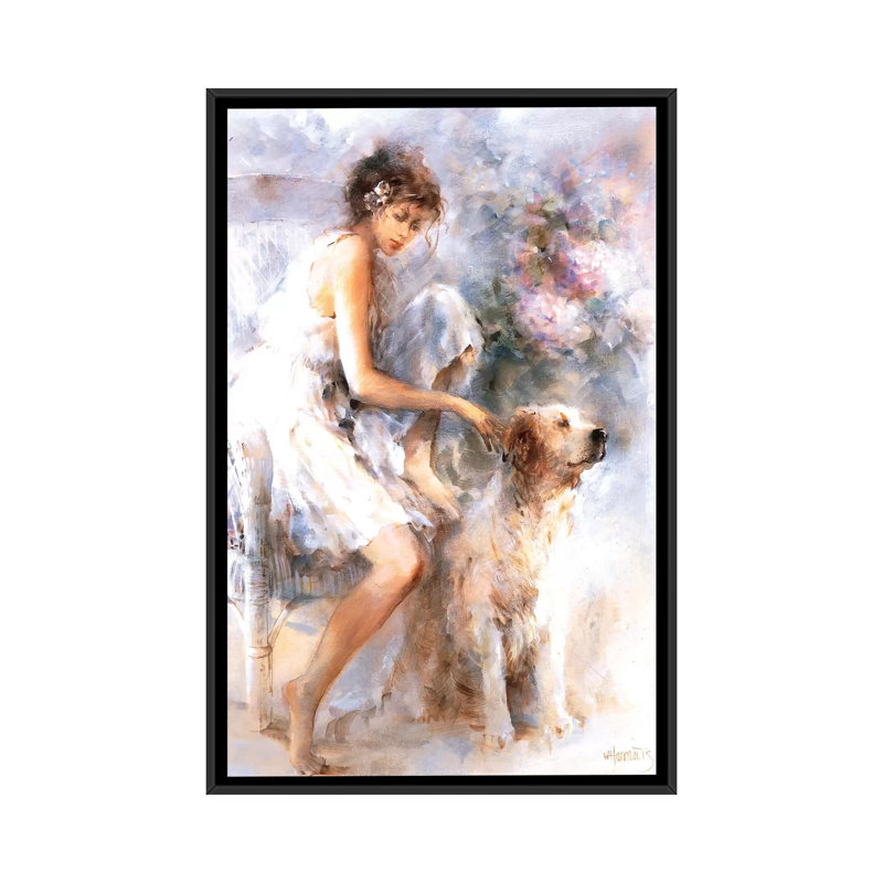 « amitié ii », impression sur toile, H 26 po x l 18 po x P 1,5 po, Toile avec cadre noir, Pas de tapis