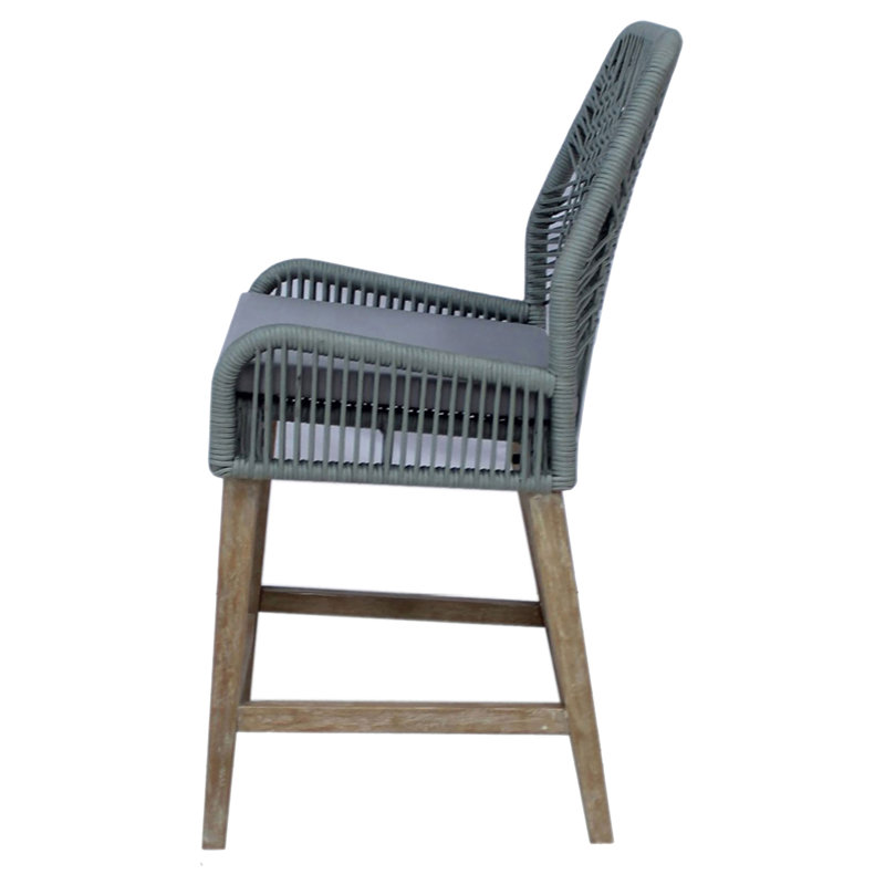 Nakia Woven Rope Back Counter Height Stools, Set of 2, Brown, Grey