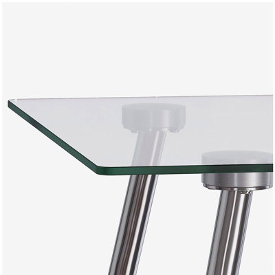 Glass Dining Table, Modern Rectangular Table with Tempered Glass Tabletop & Sliver metal Legs, Simplistic Kitchen Table, Versatile Table for Home Office (0 damage)