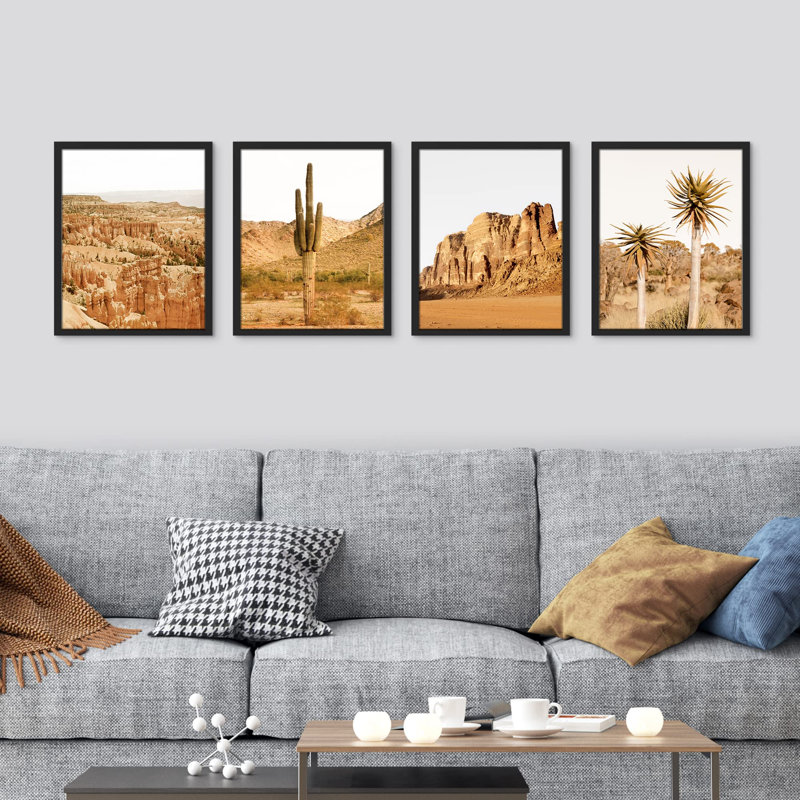 «Desert Tree Field», impression encadrée sur papier 4 pièces, Noir, H 10 po x l 8 po
