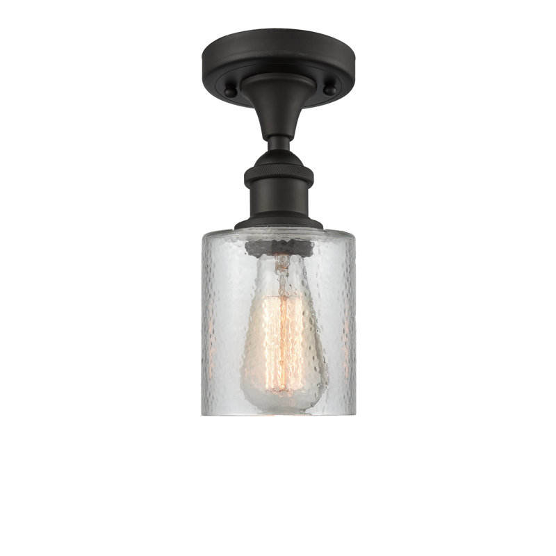 Leilani Glass Semi Flush Mount, Clear Ripple, Satin Gold