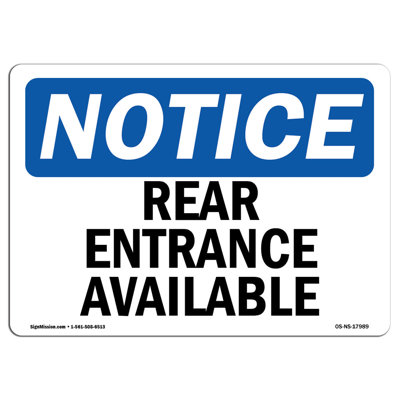 Rear Entrance Available Sign
