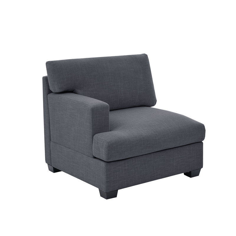 Fauteuil modulaire avec accoudoir gauche avec coussin en T et canapé en tissu texturé en lin, Mélange de polyester BlueGray