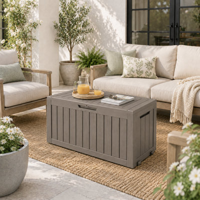 Durable Resin Outdoor Storage and Organization Deck Box Ideal for Garden Patio Furniture & Supplies