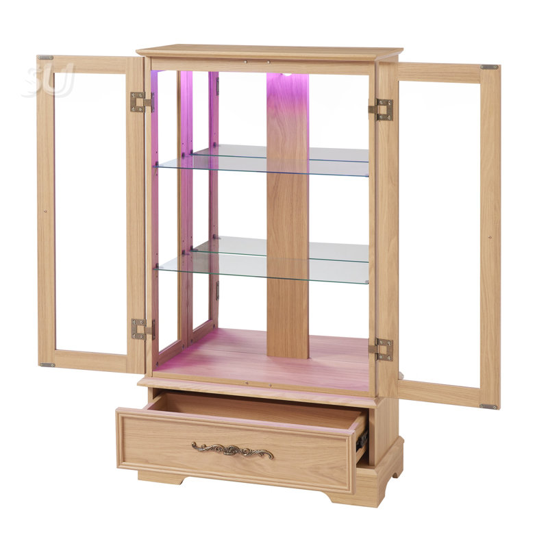 Vitrine lumineuse vitrée, Chêne