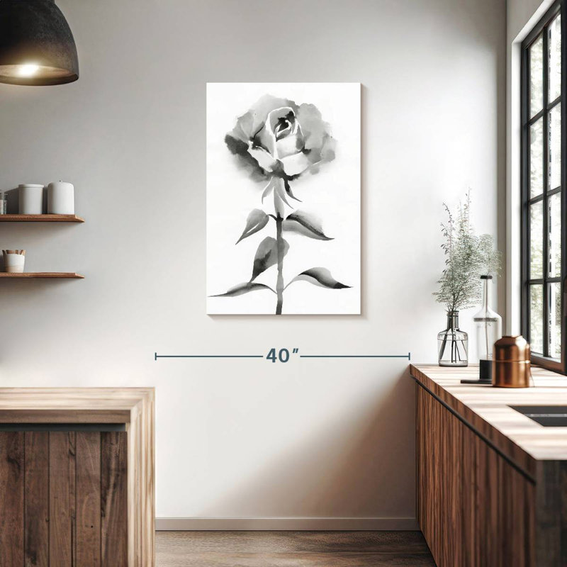 Harnek noir et rose blanche, H 36 po x l 24 po