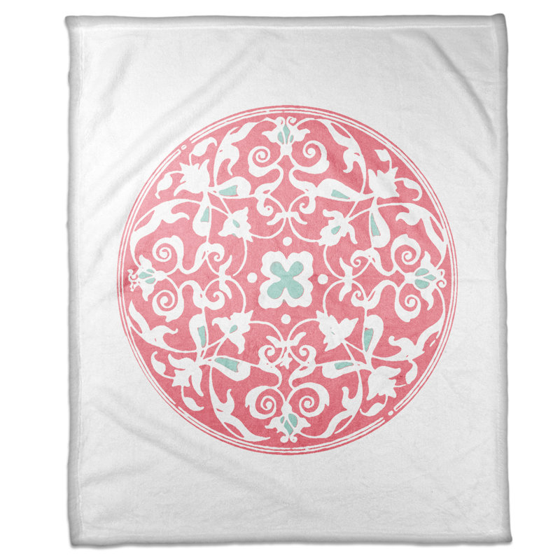 Morrocan Circle Hand Woven Throw Blanket, Pink