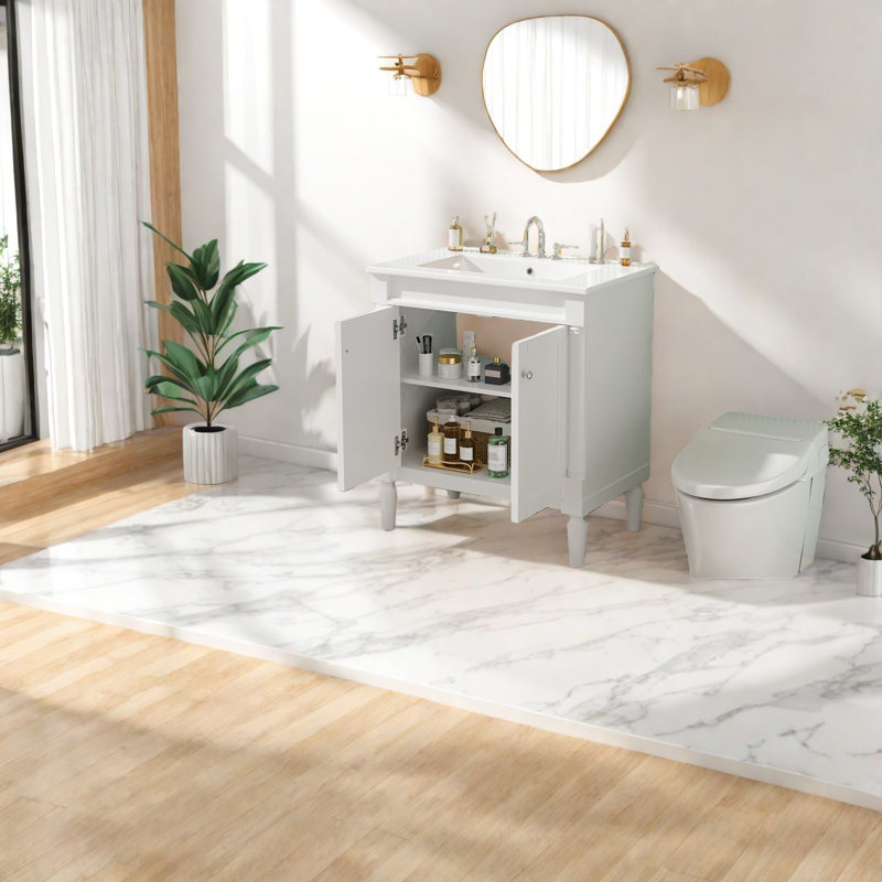 Armoire de rangement et lavabo, salle de bain moderne en bois aggloméré 30 po