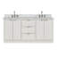 Ensemble de meuble-lavabo double en bois massif 72 po avec lavabo rectangulaire en marbre blanc de Carrare Haun-140874835-140874860