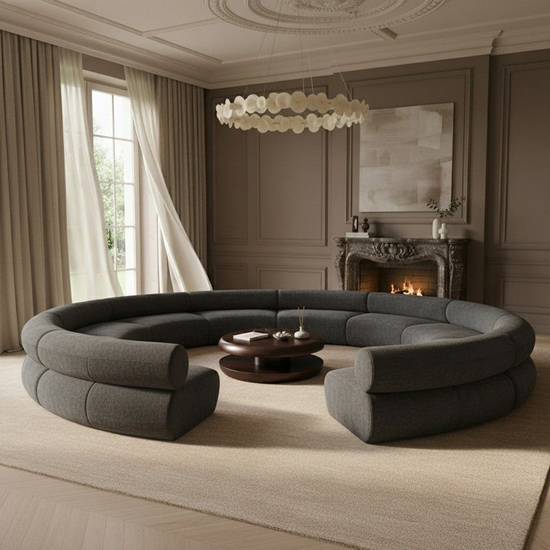Canapé modulaire rembourré Bale, Tissu gris chenille