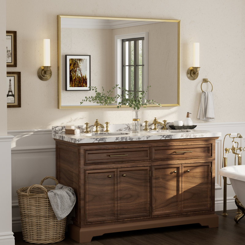 Miroir mural Amara, 48 po x 32 po, Brushed Gold