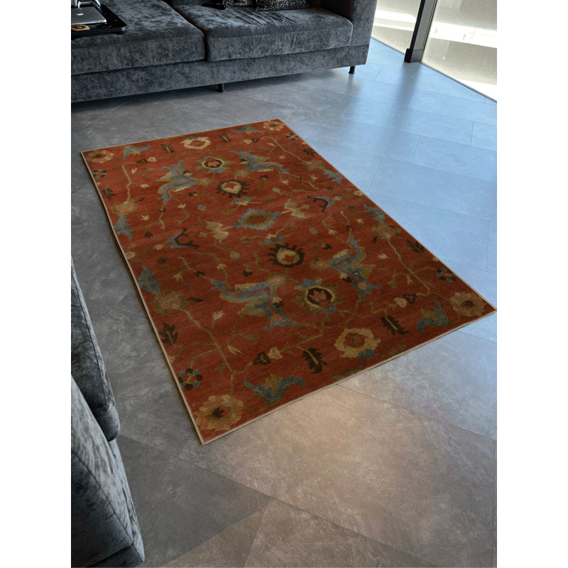 Tapis décoratif moderne multicolore à motif floral orange, Tapis de couloir 2 pi 8 po x 6 pi 7 po