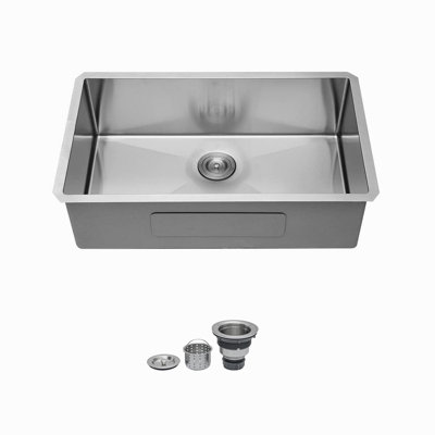 30 Inch Undermount Sink - 30" X 18" X 9" Undermount Stainless Steel Kitchen Sink 16 Gauge 9 Inch Deep Single Bowl Kitchen Sink Basin, Includes Drain Assembly (No Additional Accessories)