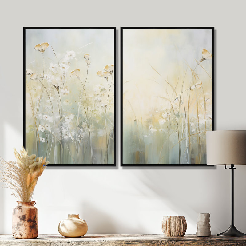 Maiwenn - Art mural moderne sur toile 2 pièces, H 36 po x l 48 po, Impression encadrée flottante, Noir