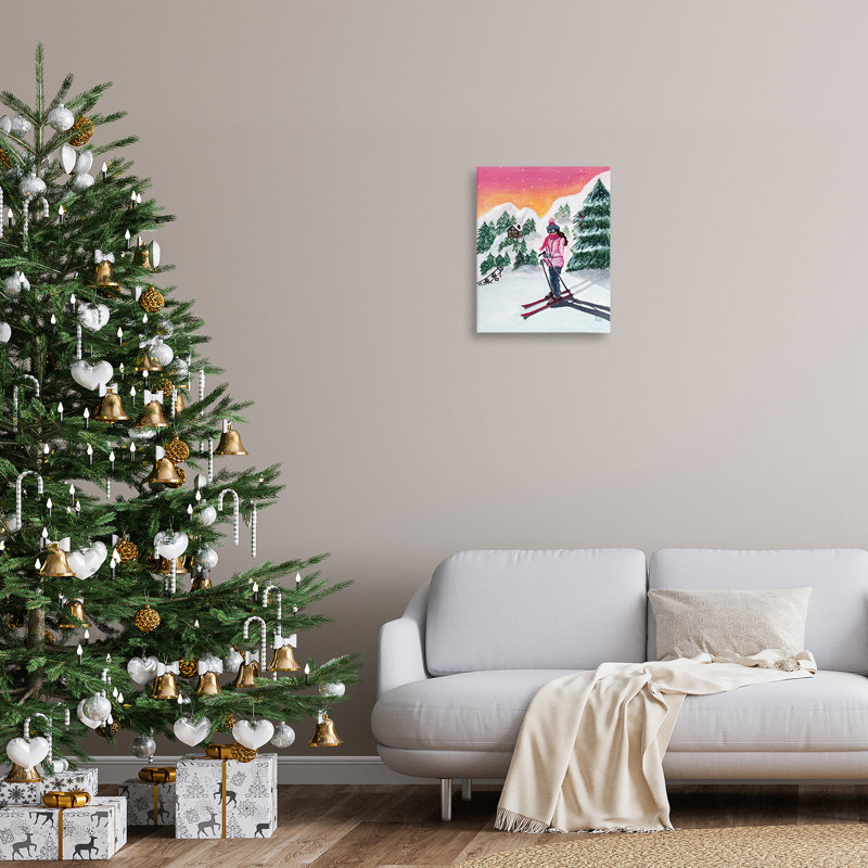 Ski Mountain Winter Slopes Canvas Wall Art, design by Sarah Waldron Kimball, 16" H x 20" W