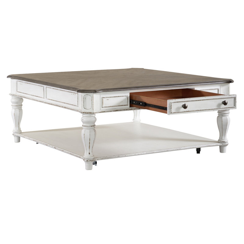 Grande table carrée Colchester avec 1 tiroir et roulettes