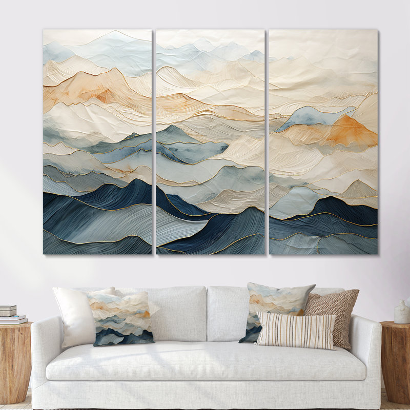 Ensemble de salon majestueux Mountain Peaks V - Landscape Mountains, H 40 po x l 60 po, Toile tendue