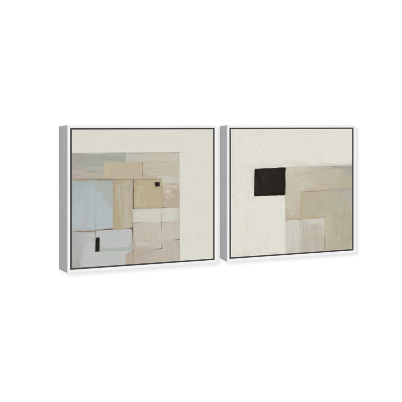 Soft Roughness Set Canvas Abstract Print by Oliver Gal, Black Frame, 12 x 12, 25"H x 25"W, White Floater Frame
