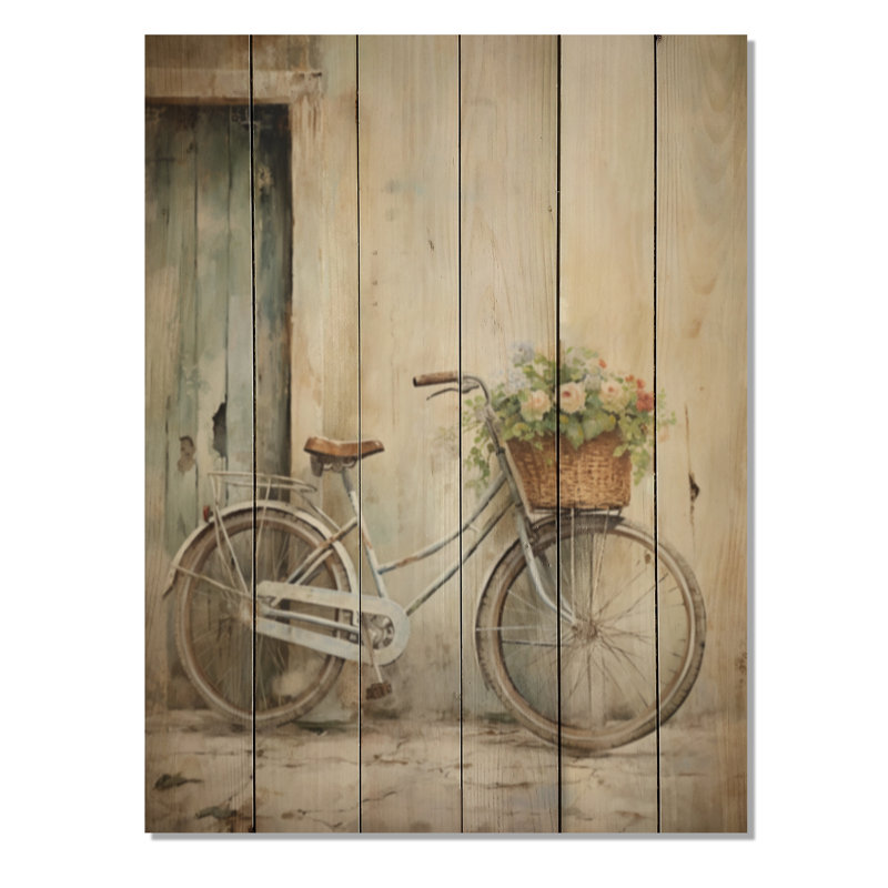 Vélo «Peaceful Rides II» sur bois, H 20 po x l 10 po x P 0,78 po