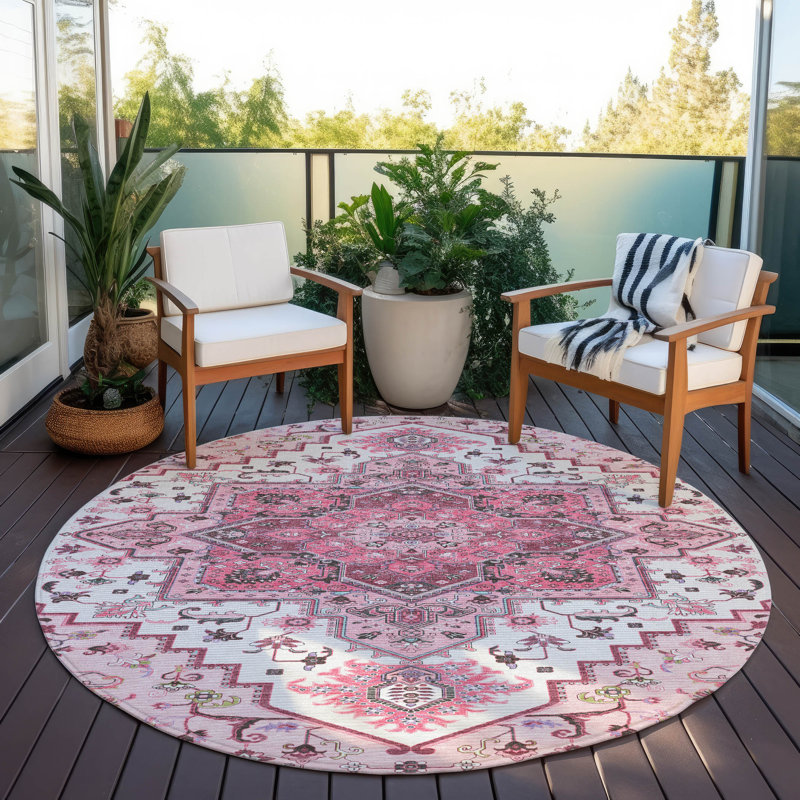 Tapis intérieur / extérieur rose Bellaya , 8 pi x 8 pi