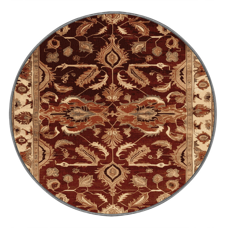 Tapis brun lavable à la machine, Rond 3 pi