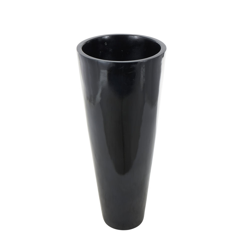 Cole And Grey Fiberglass Minimalistic Decorative Vase, 50" H x 18" W x 18" D, Black