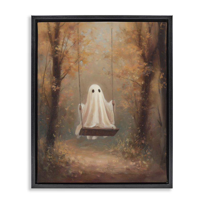 Cadre flottant Eerie Swinging Ghost, design par Arlington Prints, Cadre flottant noir de jais, H 21 po x l 17 po