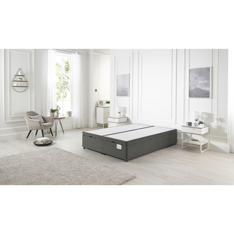 Luxara Solid Wood End Opening Ottoman Bed Frame Linen Fabric, Super King (6'), Wheat