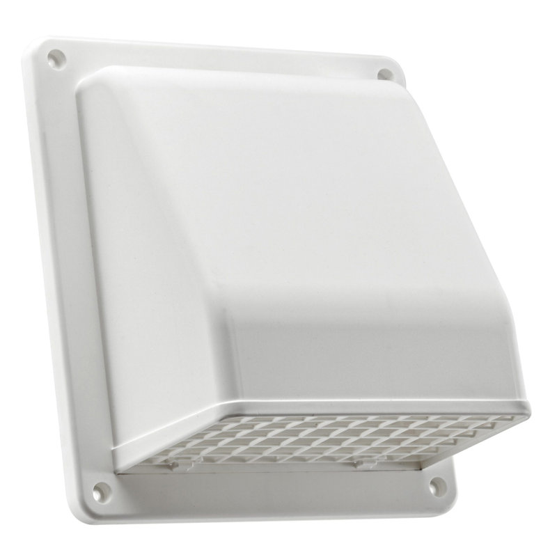 Lambro® 6-In. Plastic Wall Exhaust Or Air Intake Vent With Hinged Screen, Removable Damper & 1.25-In. Collar, White, 3510W