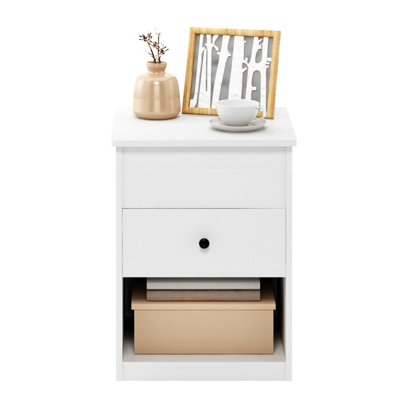 Table de chevet à plateau relevable Jensen, chêne français, Blanc