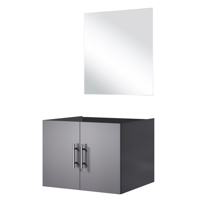 Meuble-lavabo gris foncé l 24 po x P 22 po avec miroir de 18 po - Vaste espace de rangement entièrement assemblé 24 po 22 18 Avantages substantiels