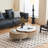 43.3" Swivel Lift‑Top Coffee Table Faux Leather Upholstered with Storage -Stainless Steel Legs