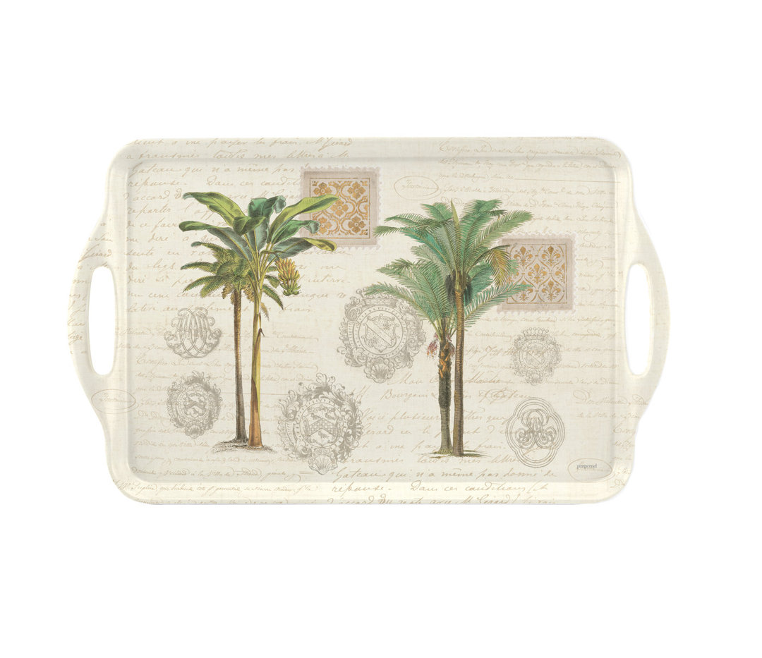 Pimpernel Vintage Palm Study Large Melamine Hndld Tray 18.9 X11.6" Pimpernel