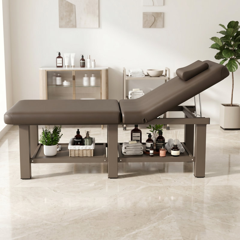 Table de massage professionnelle 75 po, table pliante en similicuir confortable, lit de massage avec dossier réglable et coussin de tête