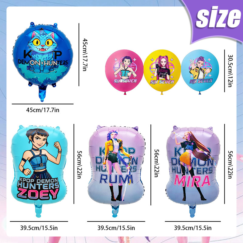 KPOP Demon Hunters Balloon Party Decorations, 22 Pieces KPOP Demon Hunters Birthday Decoration Balloons Set