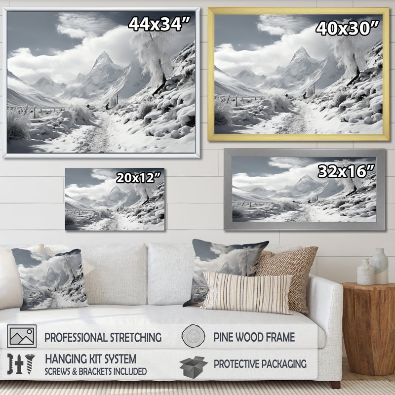 «Winter Frozen Tranquility II», reproduction sur toile, H 12 po x l 20 po x P 1 po, Cadre naturel flottant