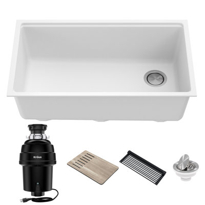 KRAUS Bellucci Workstation 32-in. Undermount Kitchen Sink with WasteGuard™ Garbage Disposal