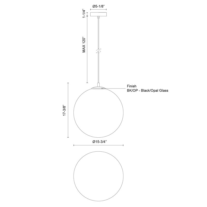 Marco 12-In (CCT) Pendant, 138.25" H x 15.75" W x 15.75" D, 20 W