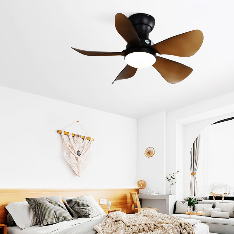 29 Inch Low Profile Flush Mount Ceiling Fan With Light Reversible Motor Remote Control