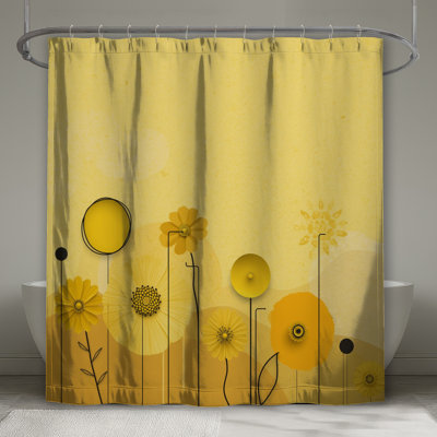 Rideaux de douche fleurs jaunes très artistiques