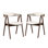 Set Of 2 Boucle Upholstered Dining Chairs In Walnut And Beige